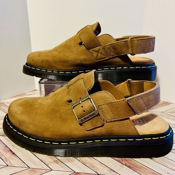 Dr Martens Jorge II Tumbled Nubuck Savannah Tan Leather M 11 W 12 Slingback Mule - Picture 1 of 8